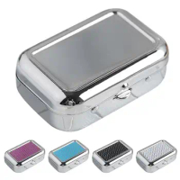 Square Metal Ashtray Holder with Lockable Lid Portable Metal Desktop Smoking Tobacco Ash Storage Case for Outdoor Pocket Ashtray