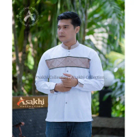 Ruko - Baju Koko Rajut Pria Lengan Panjang Motif Rajut Putih Coklat Putih Abu | Baju Muslim Pria Dew