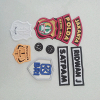 1 Set Emblem Bordir Timbul Satpam Polda Metro Jaya + Nama