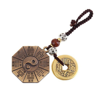 黃銅太極八卦鏡仿古五帝錢銅錢鑰匙扣鑰匙圈掛件隨身攜帶