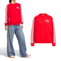 Adidas LNY W Crew 女款 紅色 運動 休閒 上衣 圓領 羅紋 寬鬆 長袖 JL8424