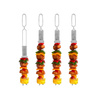 【Outset】可推式雙針燒烤串叉4入 25cm / 燒烤串叉 烤肉用具 中秋節 露營烤肉 BBQ