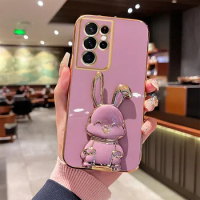 Phone Holder Case For Samsung Galaxy S23 Ultra Note 20 S22 Plus S21 S20 FE S9 S8 Cover For Samsung Note 10 Lite 20 Rabbit Cases