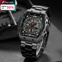 Evans Jayden Jam Tangan Pria 9554-1 Rantai Stainless Steel Kaca Sapphire Chronograph Water Resistant
