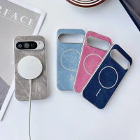 Ốp Điện Thoại Từ Tính, Da PU Họa Tiết Denim, Thích Hợp Cho Google Pixel 8, 9, 10, Pro, Pro XL, 8A, 9