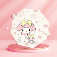 【SANRIO 三麗鷗】美樂蒂三折輕量便攜黑膠晴雨傘摺疊傘(防曬傘 陽傘)