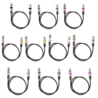 10pcs 1.5M/5ft XLR Cable Light Cable 3-Pin XLR Male to Female Plug Black PVC Jack Mic Cable 3-Pin Balanced XLR Cables