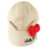 小禮堂 Hello Kitty 鴨舌帽 兒童帽 籐編帽 棒球帽 遮陽帽 草帽 (棕 2020夏日服飾)