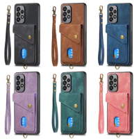 Lanyard Leather Phone Case for Samsung Galaxy A54 A34 A14 A04E A53 A33 A13 A52 A32 A22 A12 A71 A51 A41 A70 A50 Wallet Card Cover