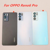 New Reno 6 Pro Back Battery Cover Glass Rear Door Housing Case For OPPO Reno6 Pro Snapdragon Housing With Adhesive Replace&amp;LOGO