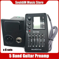 6Set 5 Band Guitar EQ Equalizer with Tuner Guitar Piezo Pickup Acoustic Guitar Bass with Digital Procedding Tuner SV-T750