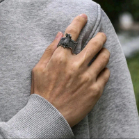 Cincin Kelelawar Retro Ring Cincin Gothic Skull Ring Gothic Ring Dapat disesuaikan Laki-laki Harian 