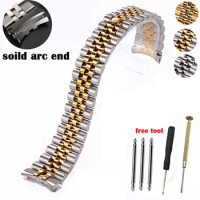 Solid Arc Stainless Steel Watch Band 13mm 20mm Replacement for Rolex Luxury Series Watch Strap Men Women Bracelet with Tool