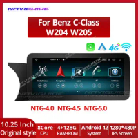 NAVIGUIDE 10.25'' 4+128G Android 12 Car Radio For Mercedes C GLC W204 W205 WiFi Carplay BT Google Touch Screen Multimedia Player