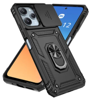 For Xiaomi Redmi 12 4G Case Ring Holder Shockproof Armor Phone Cases For Redmy Redmi 12 Redmi12 4g 2023 Slide Lens Protect Cover