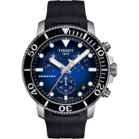 TISSOT 天梭 官方授權 Seastar 1000 海洋之星300米潛水計時錶 迎春好禮-藍x黑/45mm T1204171704100