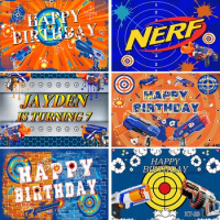 Nerf Gun Photography Backgrounds Boys Birthday Photo Backdrops Cartoon Decor Banners Poster Photo Booth Props
