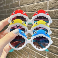 Cartoon Shark Shape Girls Boy Children Sun Glasses New Kids Sunglasses Round Cosplay Eyeglasses Cute Baby Shades Eyewears