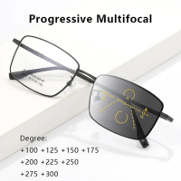 CHERISH Finished Photochromic Reading Glasses Men's Titanium Progressive Multifocal Reading Glasses Women Ultralight Eyeglasses
