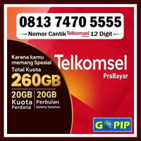 Nomor Cantik Simpati 5555 (7470) Bonus Kuota 260GB Setahun Kartu Perdana Telkomsel Prabayar Support