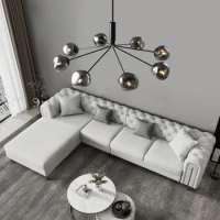 Nordic Living Room Pendant Lamp Designer Copper Magic Bean Molecular Chandelier Lighting Restaurant Dining Room Light