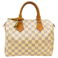 【二手名牌BRAND OFF】LOUIS VUITTON LV 路易威登【激安價】 白色 帆布 棋盤格 Speedy 25 手提包 N41371
