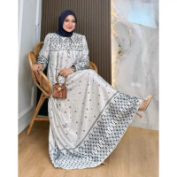 Gamis Wanita Vadia Elegan Maxmara Dior Silk dengan Tali Samping dan Kancing Depan Busui Ld 110 Pb 13