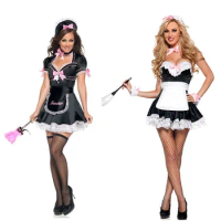 Women's Nite French Maid Cosplay Costume Women Sexy Exotic Apparel Maid Cosplay Exotic Servant Costume For Halloween