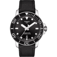 TISSOT 天梭 官方授權 Seastar 海洋之星陶瓷潛水80小時機械錶 送禮首選-黑/43mm T1204071705100