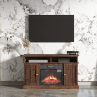 Living room TV cabinet, media console, storage cabinet, with electronic fireplace and remote control,infrared heating technology