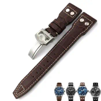 HAODEE Genuine Leather Calfskin Watchband 21mm 22mm Suitable For IWC Big PILOT TOP GUN IW5009 IW5103 Wire Nail Watch Strap