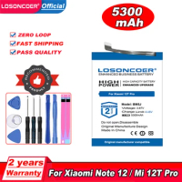 LOSONCOER BM5J 5300mAh For Xiaomi 12T Pro REDMI NOTE 12 5G POCO X5 5G Mobile Phone Battery