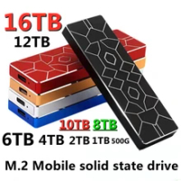 M.2 SSD Mobile Solid State Drive 16TB 12TB 8TB 4T 2TB 1T 500G Mobile Hard Drive Type-C USB 3.1 for Laptop Desktop SSD Portable