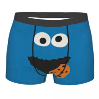 Custom Cookie Monster Face Manga Underwear Men Breathable Sesame Street Boxer Briefs Shorts Panties Soft Underpants For Homme