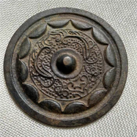 Bronze crafts Han Dynasty green rust bronze mirror 1727 patina mellow.
