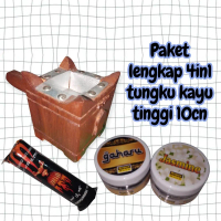 Paket Lengkap 4in1 Tungku Kayu Tinggi 10cm Aroma Gaharu & Jasmine Pengharum Ruangan Dan Kantor