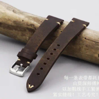 Genuine Leather straps 20mm watch accessories Men High Quality vintage dark brown for Casio rolex Or