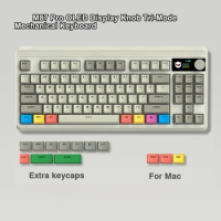 M87 Pro Retro Grey 75% TKL Tri-Mode OLED Display Knob Wireless Gaming Mechanical Keyboard Bluetooth Hot Swap Gamer Keyboard RGB
