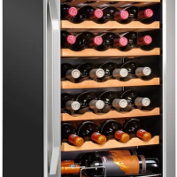 28 Bottle Compressor Wine Cooler Refrigerator w/Lock | Large Freestanding Wine Cellar For Red, White
