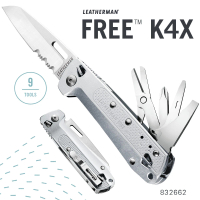 【Leatherman】FREE K4X 多功能工具折刀(半齒刃/銀色握柄 #832662)