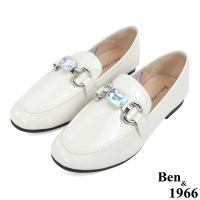 Ben&amp;1966高級羊漆皮流行閃亮樂福鞋-米白(228142)