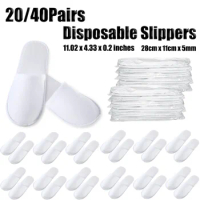 100-20Pairs Disposable Slippers for Guest Closed Toe Spa Party Slipper Non-Slip Plush Shoes for Home Hotel Travel Men Woman
