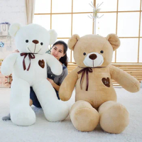 Soft Big Teddy Bear Stuffed Animal Plush Toy With Ribbon Large Bears Pillow Doll For Children Giants Girlfriend Gift 80cm 100cm
