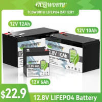 12V 6/12AH LiFePO4 Lithium Battery Rechargeable LiFePO4 Lithium Ion Phosphate Battery with BMS for Kids Scooters Outdoor Camper