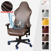 Waterproof PU Gaming Chair Cover Classic Computer Chair Seat Protector Elastic Boss Office Chair Cover Stretch Home Seat Cover