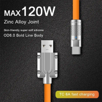 BJ Fast Charging Cable 3-in-1 120W Rotatable 180 Degree Phone Cable Micro USB Type C Liquid Silicone