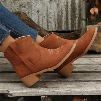 Winter Hot Sale Classic Chelsea Boots Woman Suede Pointed Toe Wedges Heel Ankle Boots Short Boot Comfortable Boots Mujer