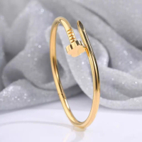 Gelang Bangle Titanium Wanita/ Gelang Paku Polos Mewah Fashion Wanita Antik Karat