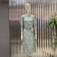 EPISODE - 蠶絲氣質綁帶點點印花短袖真絲洋裝133Z7R