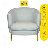 Atria Eleph Sofa Single 1 Seat Fabric 83x80x74Cm Metal Leg Golden Green